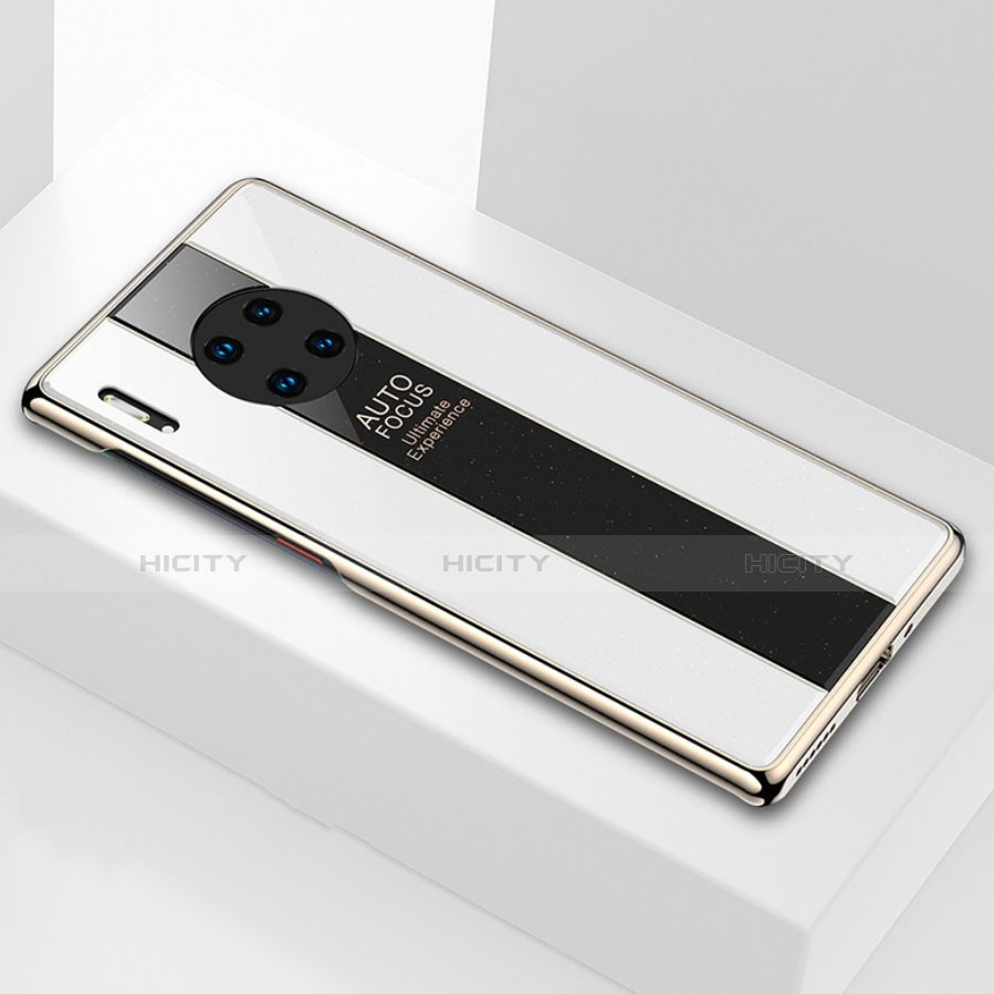 Huawei Mate 30用ハイブリットバンパーケース プラスチック 鏡面 カバー T01 ファーウェイ ホワイト
