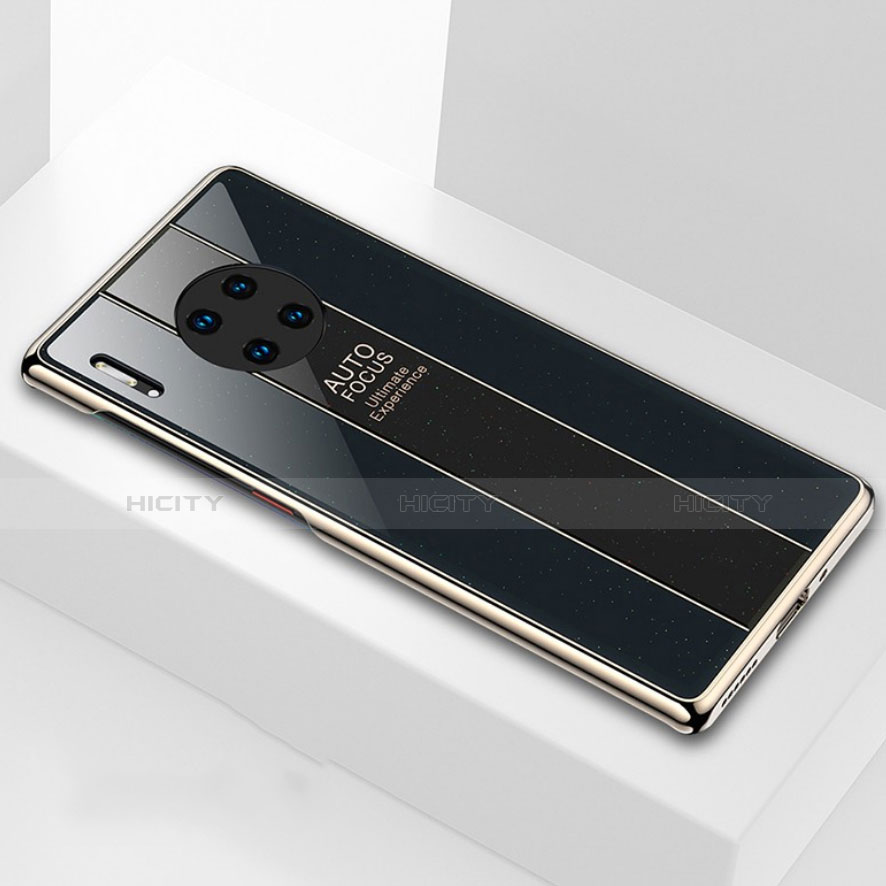 Huawei Mate 30用ハイブリットバンパーケース プラスチック 鏡面 カバー T01 ファーウェイ ブラック