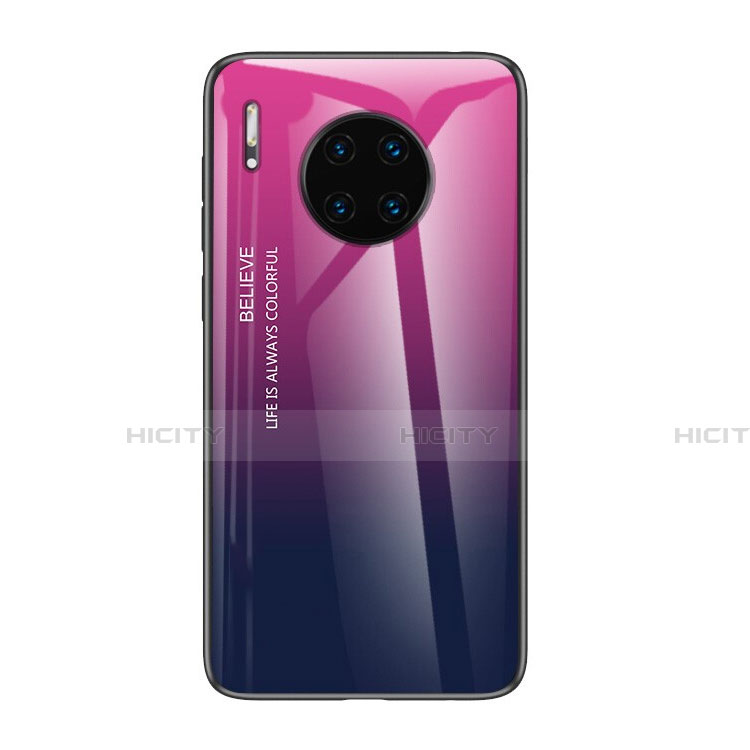 Huawei Mate 30用ハイブリットバンパーケース プラスチック 鏡面 虹 グラデーション 勾配色 カバー H01 ファーウェイ マルチカラー