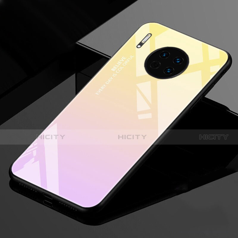 Huawei Mate 30用ハイブリットバンパーケース プラスチック 鏡面 虹 グラデーション 勾配色 カバー ファーウェイ 