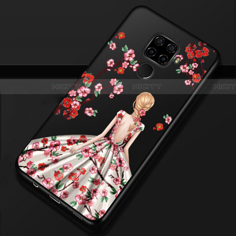 Huawei Mate 30 Lite用シリコンケース ソフトタッチラバー バタフライ ドレスガール ドレス少女 カバー ファーウェイ ブラウン