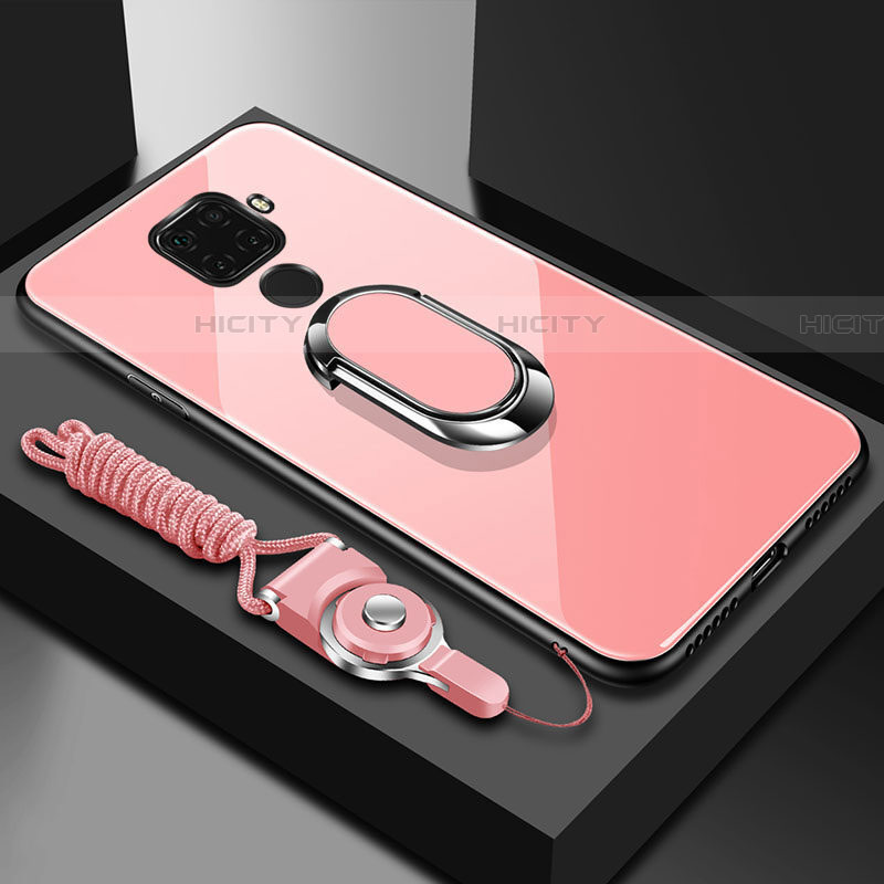 Huawei Mate 30 Lite用ハイブリットバンパーケース プラスチック 鏡面 カバー アンド指輪 マグネット式 ファーウェイ ピンク