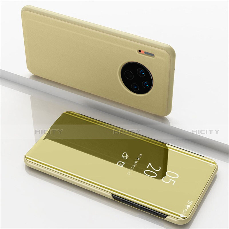 Huawei Mate 30 Pro 5G用手帳型 レザーケース スタンド 鏡面 カバー ファーウェイ ゴールド