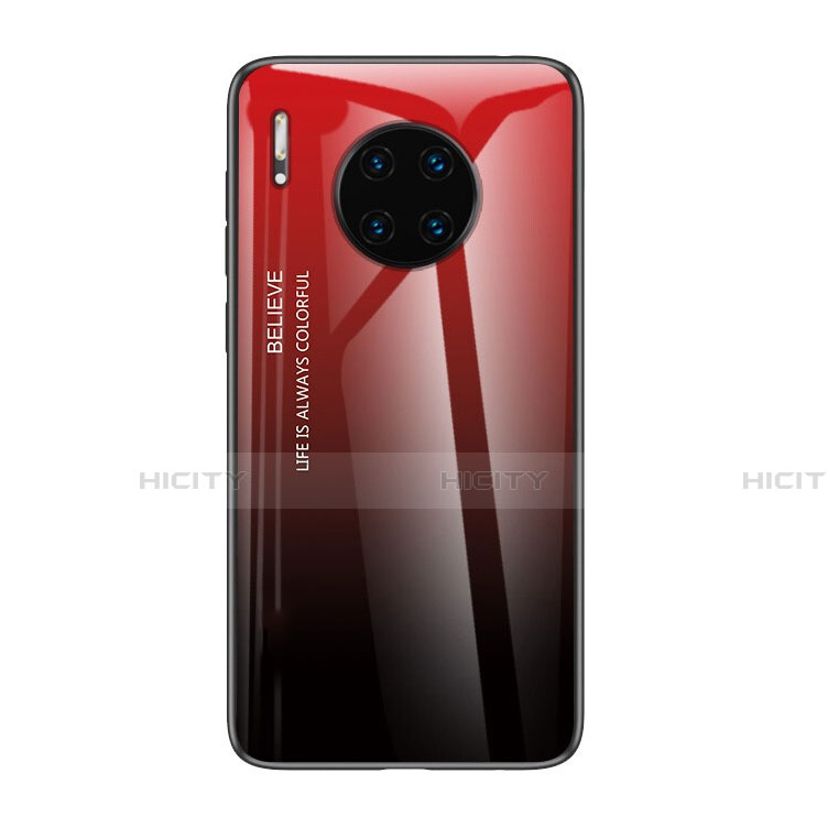 Huawei Mate 30 Pro 5G用ハイブリットバンパーケース プラスチック 鏡面 虹 グラデーション 勾配色 カバー H01 ファーウェイ レッド