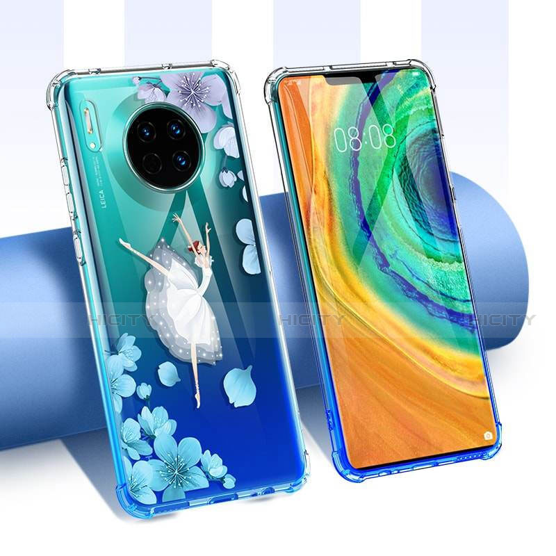 Huawei Mate 30 Pro 5G用極薄ソフトケース シリコンケース 耐衝撃 全面保護 クリア透明 花 ファーウェイ マルチカラー