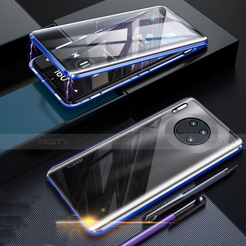 Huawei Mate 30E Pro 5G用ケース 高級感 手触り良い アルミメタル 製の金属製 360度 フルカバーバンパー 鏡面 カバー T07 ファーウェイ ネイビー