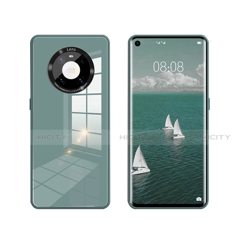 Huawei Mate 40用ハイブリットバンパーケース プラスチック 鏡面 カバー T01 ファーウェイ グリーン