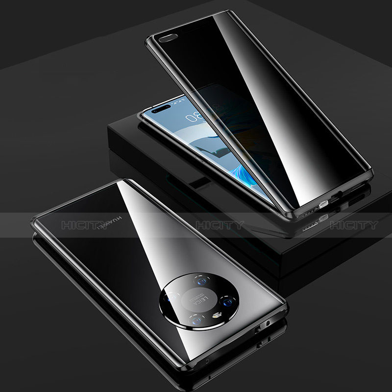Huawei Mate 40 Pro用ケース 高級感 手触り良い アルミメタル 製の金属製 360度 フルカバーバンパー 鏡面 カバー K01 ファーウェイ ブラック