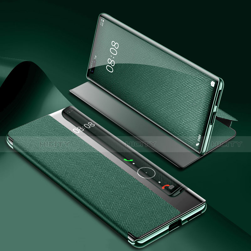 Huawei Mate 40 Pro用手帳型 レザーケース スタンド カバー K07 ファーウェイ グリーン
