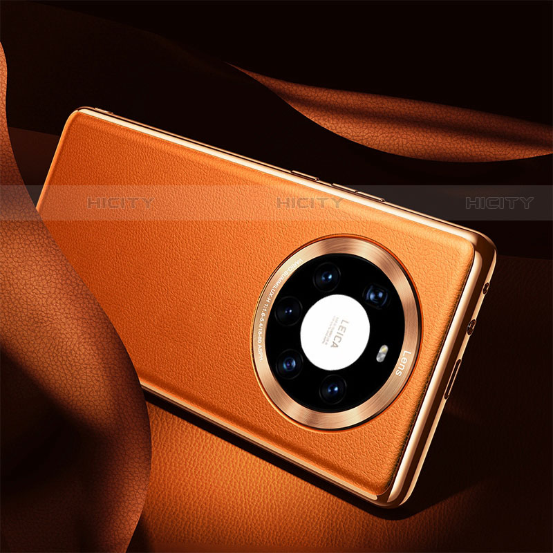 Huawei Mate 40 Pro+ Plus用ケース 高級感 手触り良いレザー柄 S08 ファーウェイ オレンジ