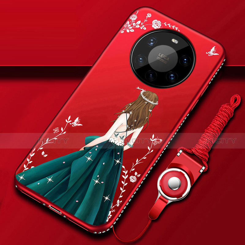 Huawei Mate 40 Pro+ Plus用シリコンケース ソフトタッチラバー バタフライ ドレスガール ドレス少女 カバー ファーウェイ グリーン