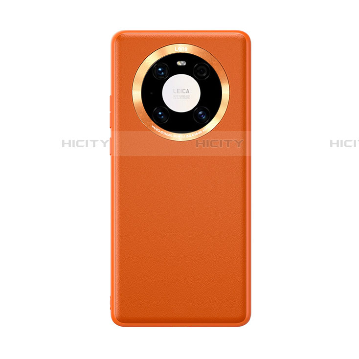 Huawei Mate 40E Pro 4G用ケース 高級感 手触り良いレザー柄 ファーウェイ オレンジ
