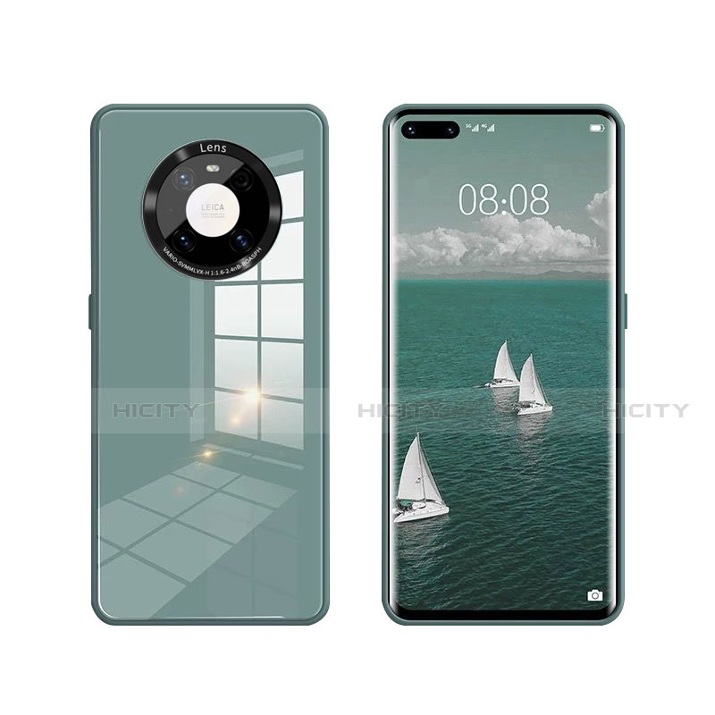 Huawei Mate 40E Pro 4G用ハイブリットバンパーケース プラスチック 鏡面 カバー T01 ファーウェイ グリーン