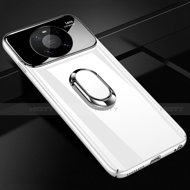 Huawei Mate 40E Pro 4G用ハードケース プラスチック 質感もマット アンド指輪 マグネット式 K01 ファーウェイ ホワイト