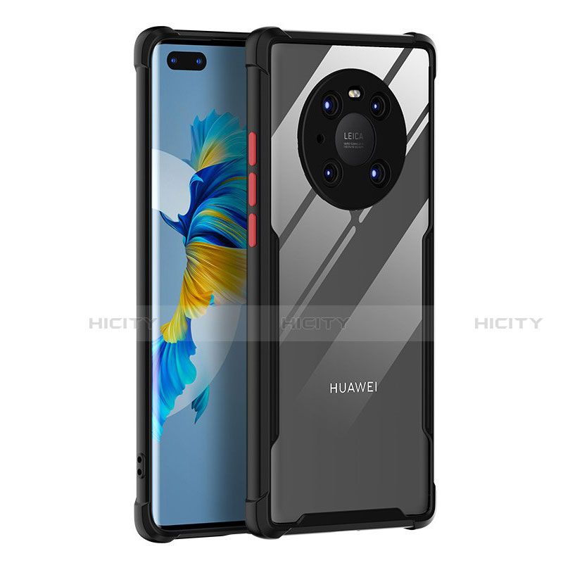 Huawei Mate 40E Pro 4G用ハイブリットバンパーケース クリア透明 プラスチック 鏡面 カバー K01 ファーウェイ ブラック