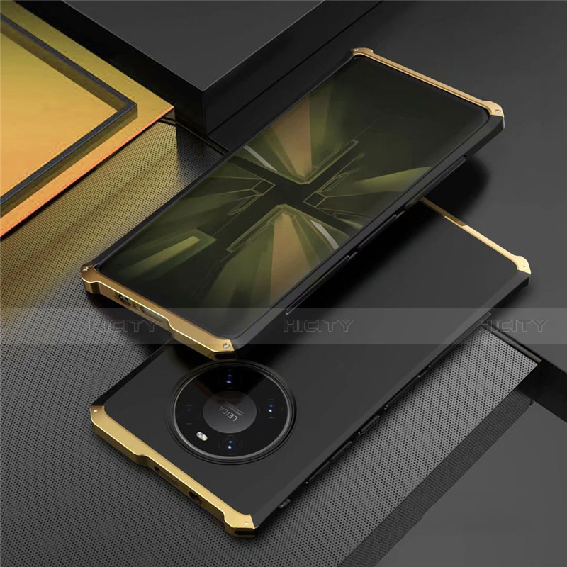 Huawei Mate 40E Pro 5G用ケース 高級感 手触り良い アルミメタル 製の金属製 カバー T01 ファーウェイ ゴールド・ブラック