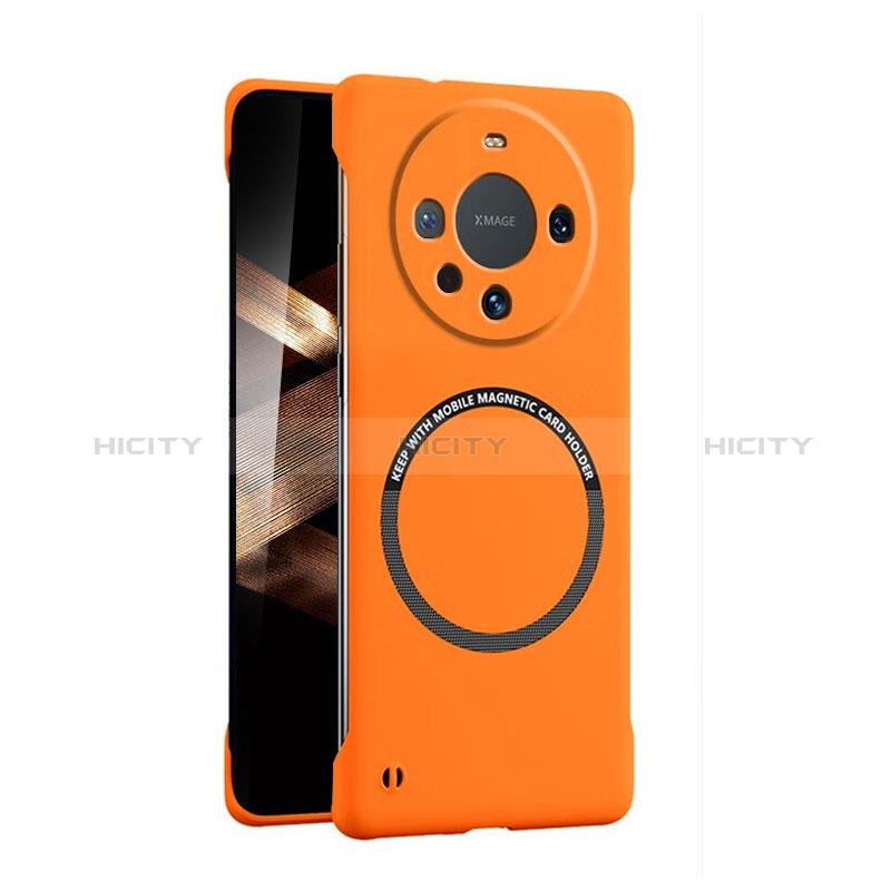 Huawei Mate 60用ハードケース プラスチック 質感もマット フレームレス カバー Mag-Safe 磁気 Magnetic ファーウェイ オレンジ