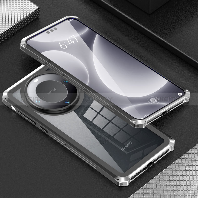 Huawei Mate 60 Pro+ Plus用360度 フルカバー ケース 高級感 手触り良い アルミメタル 製の金属製 P01 ファーウェイ 