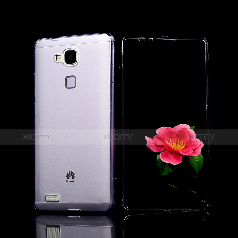 Huawei Mate 7用ソフトケース フルカバー クリア透明 ファーウェイ パープル