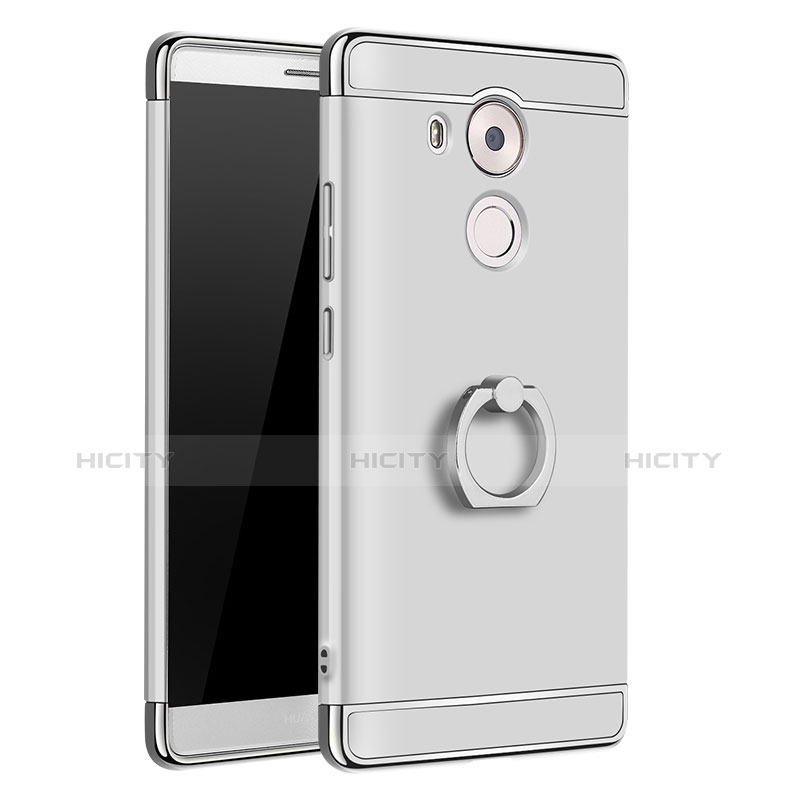 Huawei Mate 8用ケース 高級感 手触り良い メタル兼プラスチック バンパー アンド指輪 A01 ファーウェイ シルバー