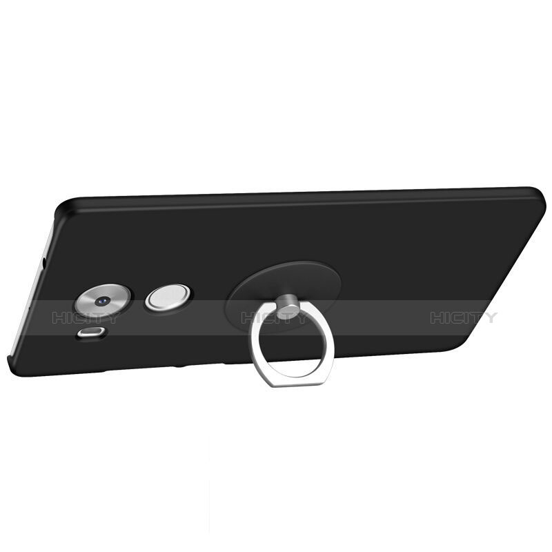 Huawei Mate 8用ハードケース プラスチック 質感もマット アンド指輪 ファーウェイ ブラック