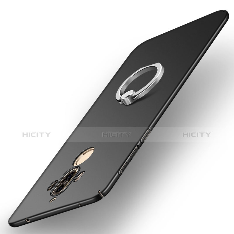 Huawei Mate 9用ハードケース プラスチック 質感もマット アンド指輪 A01 ファーウェイ ブラック