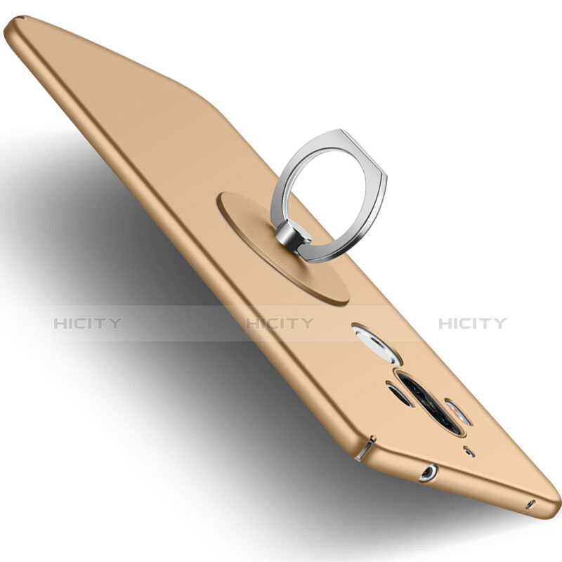 Huawei Mate 9用ハードケース プラスチック 質感もマット アンド指輪 ファーウェイ ゴールド