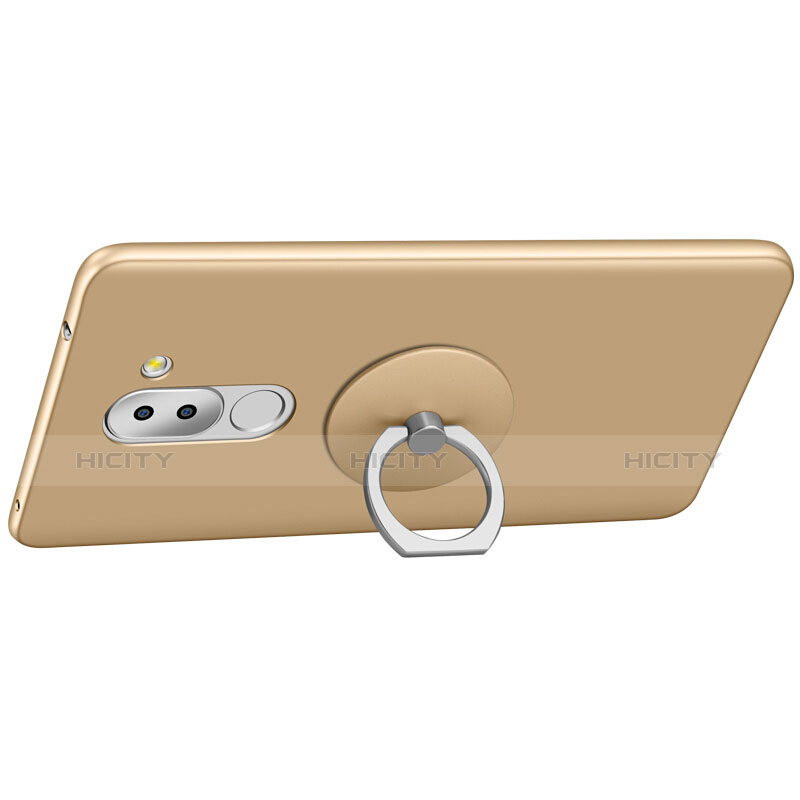 Huawei Mate 9 Lite用ハードケース プラスチック 質感もマット アンド指輪 ファーウェイ ゴールド