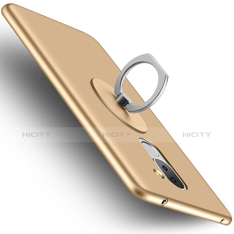 Huawei Mate 9 Lite用ハードケース プラスチック 質感もマット アンド指輪 ファーウェイ ゴールド