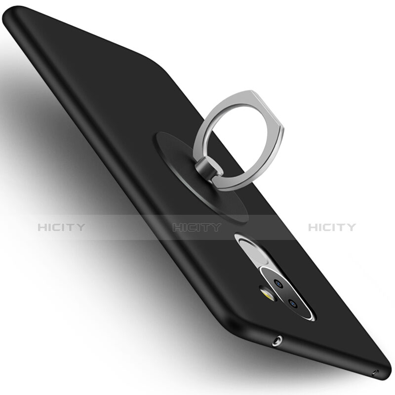 Huawei Mate 9 Lite用ハードケース プラスチック 質感もマット アンド指輪 ファーウェイ ブラック