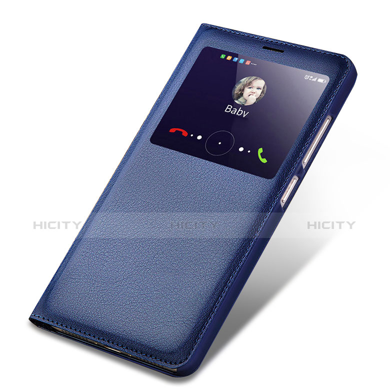 Huawei Mate 9 Lite用手帳型 レザーケース スタンド L01 ファーウェイ ネイビー