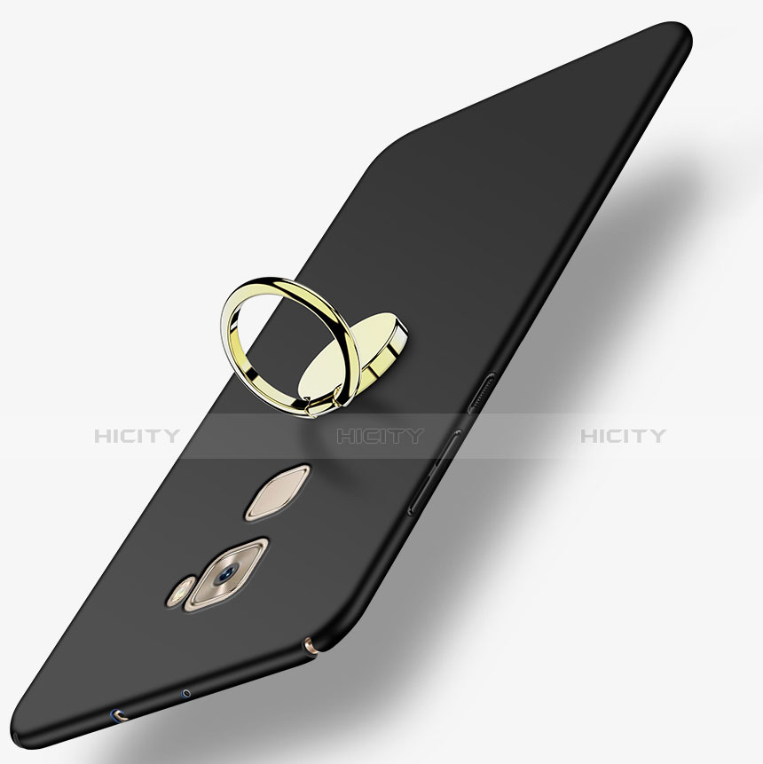 Huawei Mate S用ハードケース プラスチック 質感もマット アンド指輪 A02 ファーウェイ ブラック