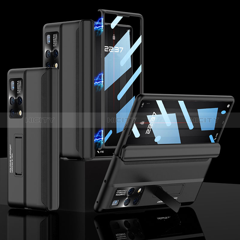 Huawei Mate X2用ハードケース プラスチック 質感もマット カバー スタンド AC1 ファーウェイ ブラック