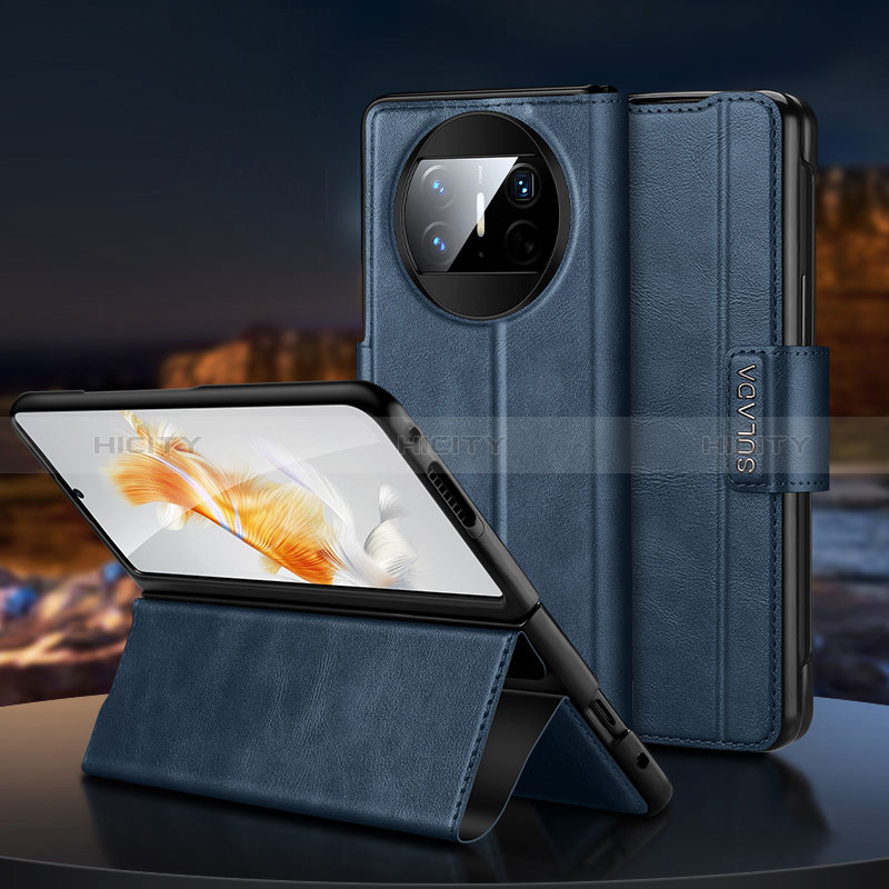 Huawei Mate X3用手帳型 レザーケース スタンド カバー SD1 ファーウェイ ネイビー