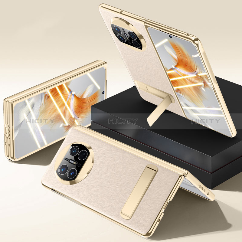 Huawei Mate X3用ハードケース プラスチック 質感もマット カバー スタンド QK2 ファーウェイ ゴールド
