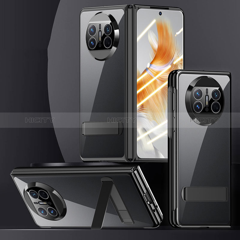 Huawei Mate X3用ハードケース プラスチック 質感もマット カバー スタンド QK3 ファーウェイ ブラック