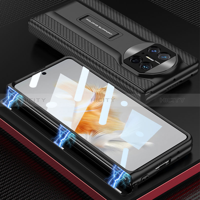 Huawei Mate X3用ハイブリットバンパーケース 高級感 手触り良いレザー柄 兼プラスチック B09H ファーウェイ 
