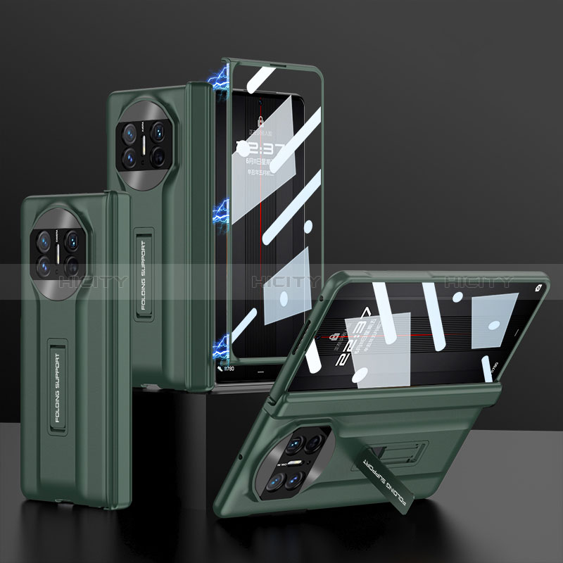Huawei Mate X3用ハイブリットバンパーケース 高級感 手触り良いレザー柄 兼プラスチック B11H ファーウェイ 