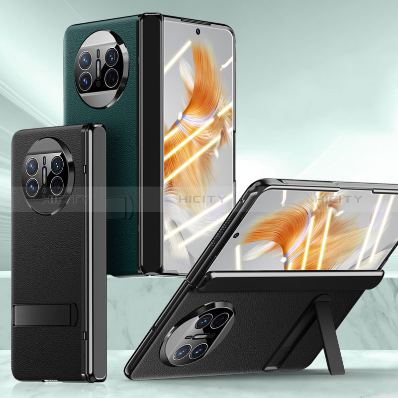 Huawei Mate X3用ハイブリットバンパーケース 高級感 手触り良いレザー柄 兼プラスチック QK1 ファーウェイ 