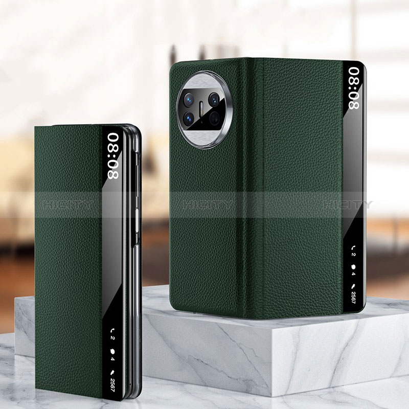 Huawei Mate X5用手帳型 レザーケース スタンド カバー QK2 ファーウェイ グリーン