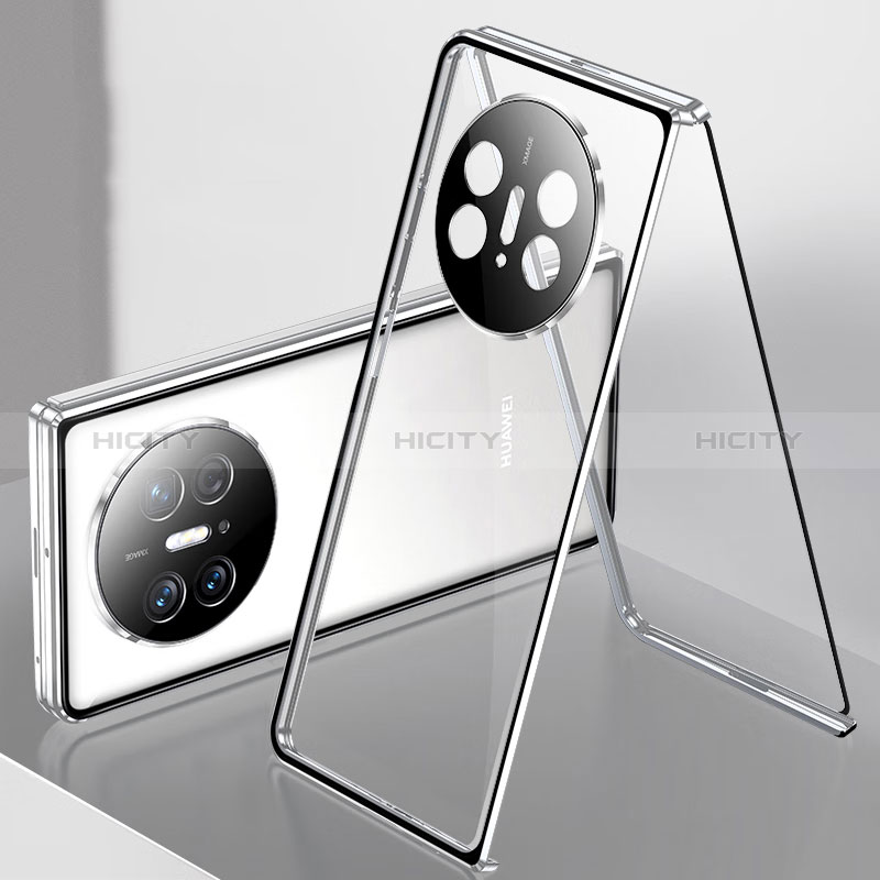 Huawei Mate X5用ケース 高級感 手触り良い アルミメタル 製の金属製 360度 フルカバーバンパー 鏡面 カバー ファーウェイ シルバー