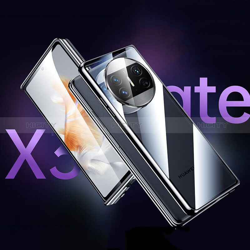 Huawei Mate X5用ケース 高級感 手触り良い アルミメタル 製の金属製 360度 フルカバーバンパー 鏡面 カバー ファーウェイ ブラック