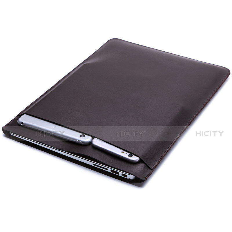 Huawei Matebook D15 (2020) 15.6用高品質ソフトレザーポーチバッグ ケース イヤホンを指したまま L01 ファーウェイ ブラウン