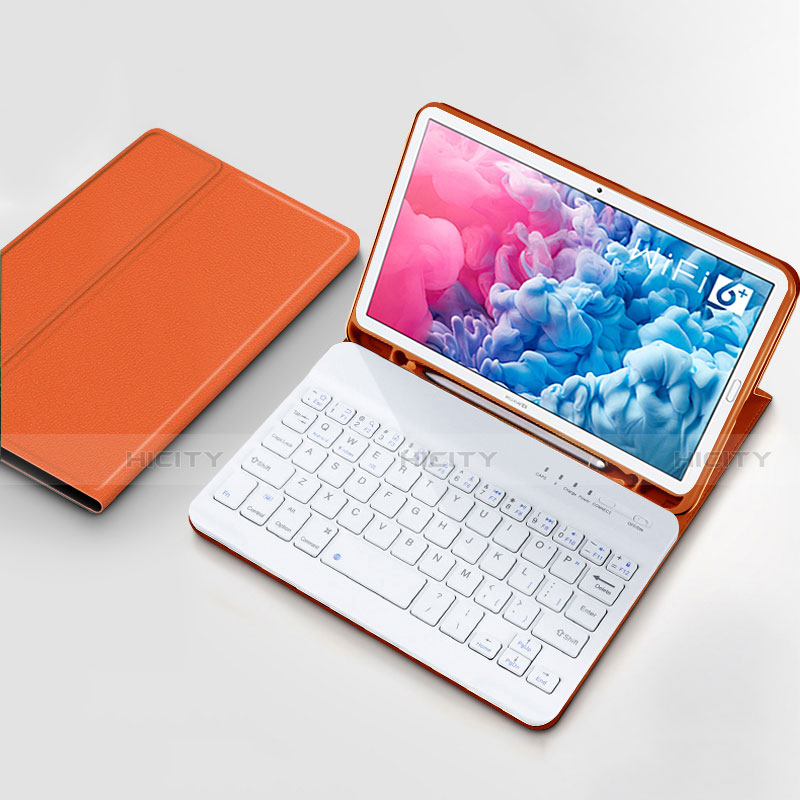 Huawei MatePad 10.8用手帳型 レザーケース スタンド アンド キーボード ファーウェイ オレンジ