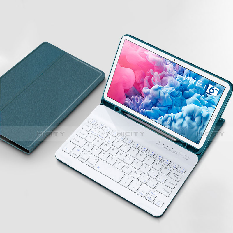 Huawei MatePad 10.8用手帳型 レザーケース スタンド アンド キーボード ファーウェイ シアン