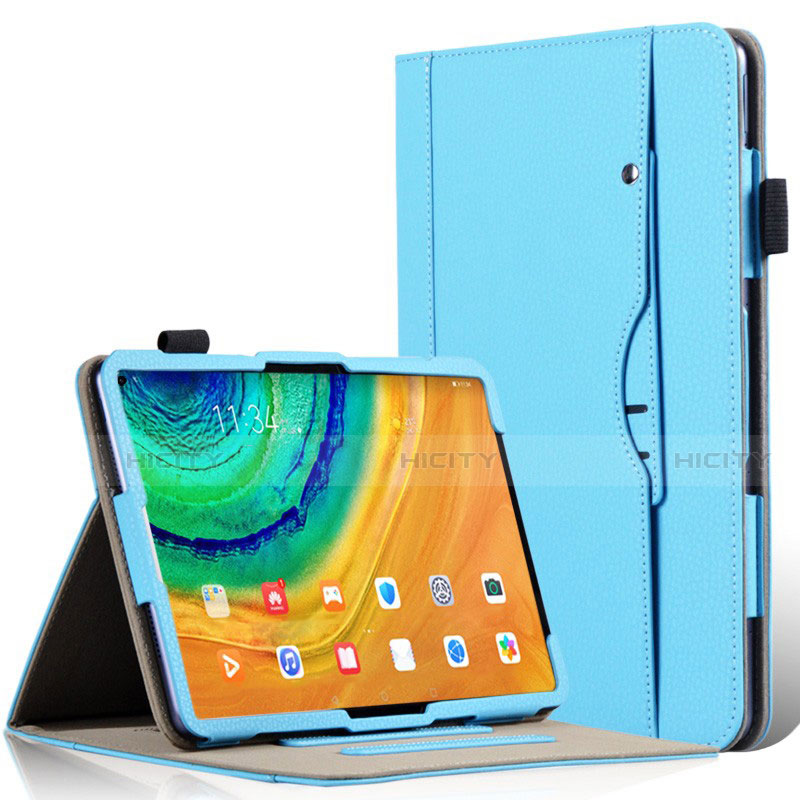Huawei MatePad Pro用手帳型 レザーケース スタンド カバー L04 ファーウェイ ブルー