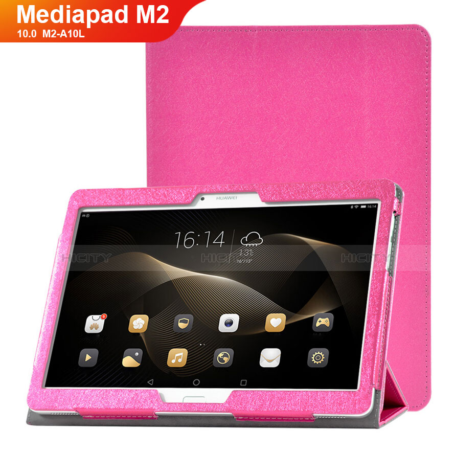 Huawei MediaPad M2 10.0 M2-A10L用手帳型 レザーケース スタンド カバー L01 ファーウェイ ローズレッド