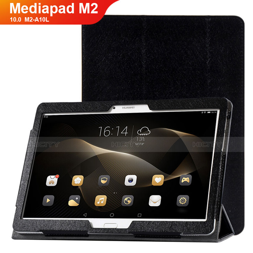 Huawei MediaPad M2 10.0 M2-A10L用手帳型 レザーケース スタンド カバー L01 ファーウェイ ブラック