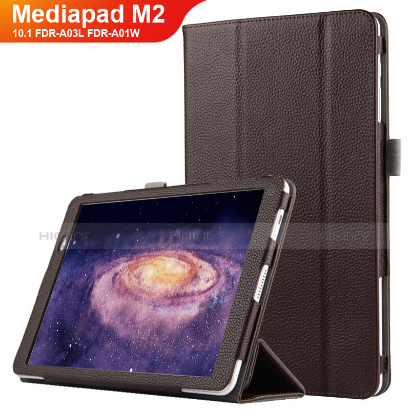 Huawei MediaPad M2 10.1 FDR-A03L FDR-A01W用手帳型 レザーケース スタンド ファーウェイ ブラウン