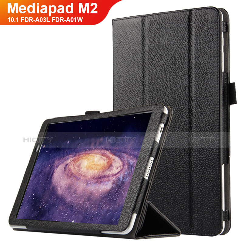 Huawei MediaPad M2 10.1 FDR-A03L FDR-A01W用手帳型 レザーケース スタンド ファーウェイ ブラック